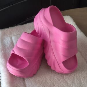 Vibrant Pink Platform Mules